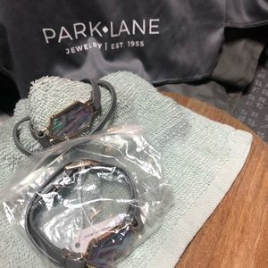 Park Lane Aura Genuine Lilac Abalone & Leather Band - 15” wrap bracelet.
